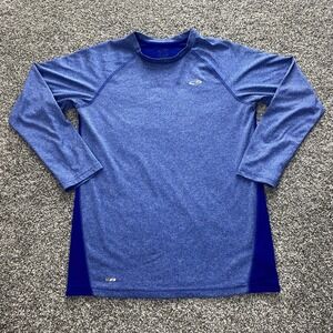 Champion Shirt Womens L Blue Long Sleeve DuoDry Performance Workout Stretch Gym